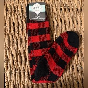 Pudus Red and Black Checkered Socks NWT